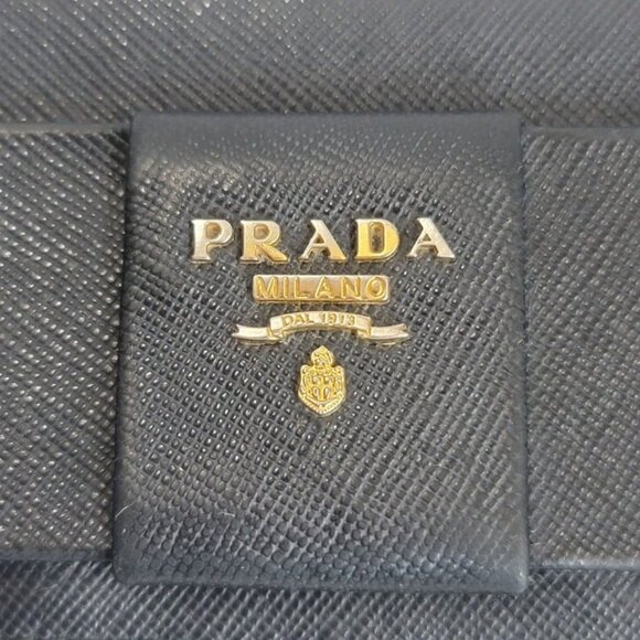 Prada Continental Wallet Blue Bow Gold - Picture 2 of 9